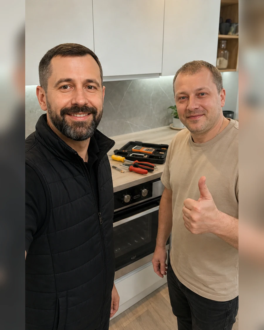 Мастер РЕМТЕХ после ремонта духового шкафа