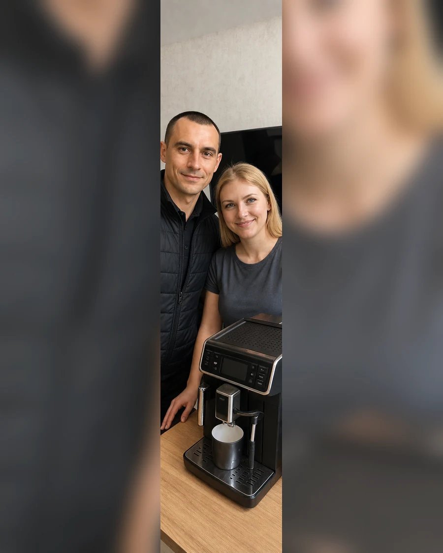Мастер РЕМТЕХ после обслуживания кофемашины в Тюмени